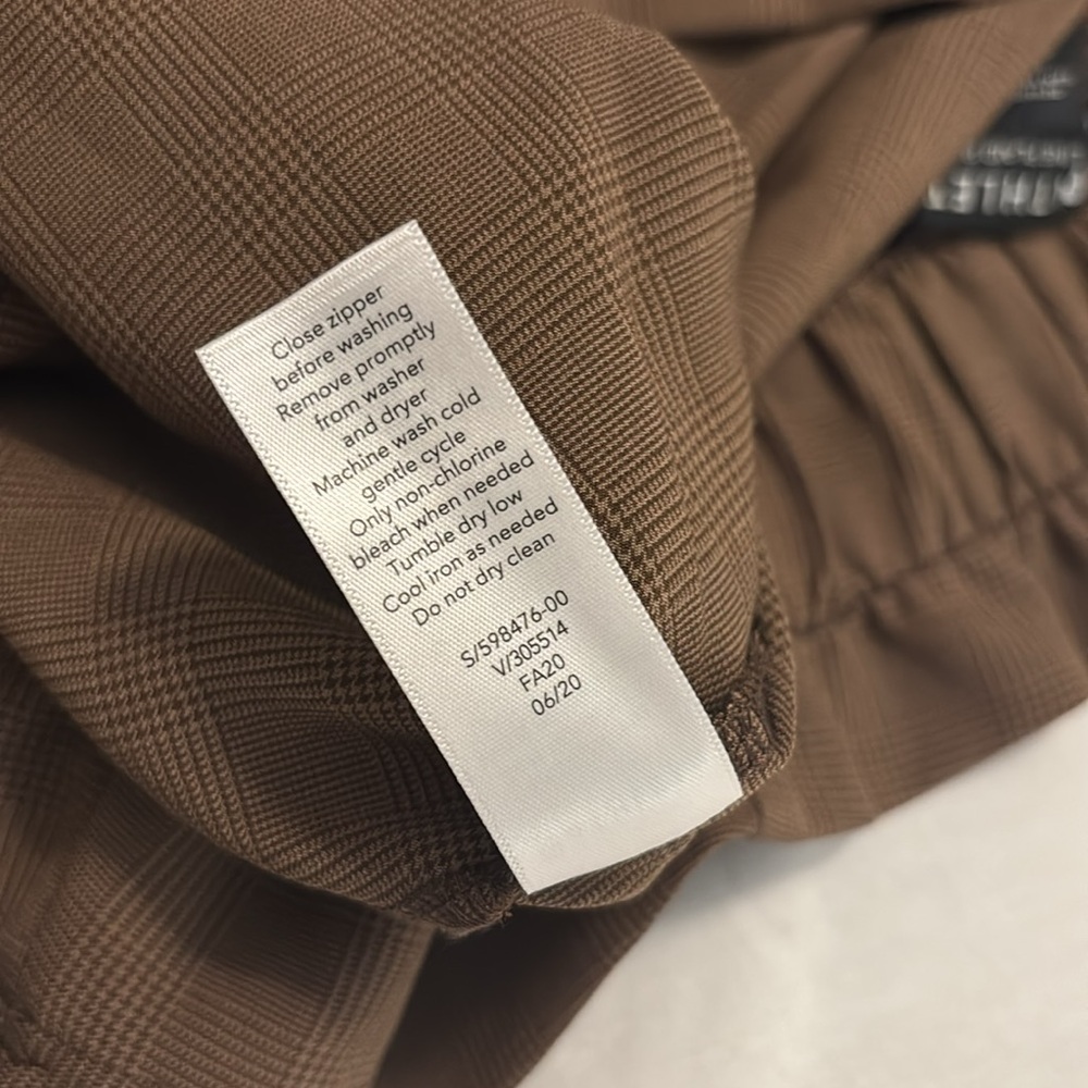 Athleta Skyline Pant Paperbag Waist Belted Pants SZ 8 athleisure brown plaid - Picture 6 of 14